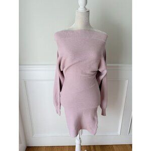 Forever 21 Ribbed Lavender Off-Shoulder Sweater Dress Stretch Knit Size S